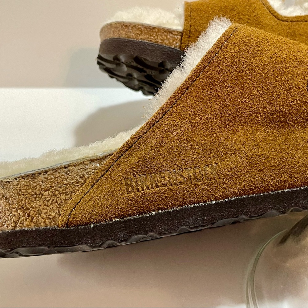 Birkenstock Arizona Shearling Tan Suede 10 Women's US NWOT - Picture 10 of 14